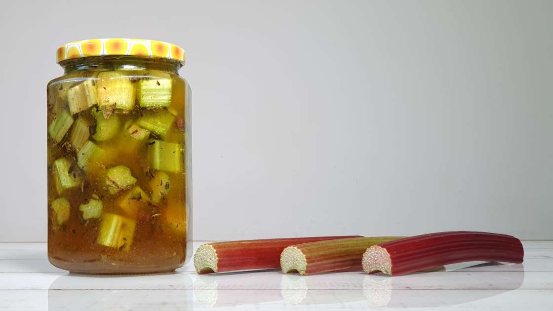 Macerat de rubarbă cu miere, ceai verde, mentă și diverse condimente, foto 6