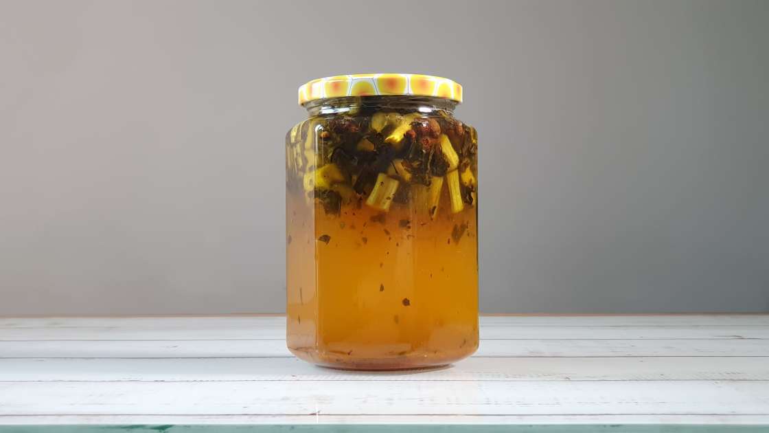 Macerat de rubarbă cu miere, ceai verde, mentă și diverse condimente, foto 7