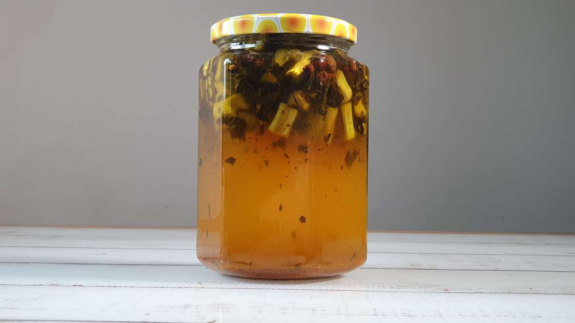 Macerat de rubarbă cu miere, ceai verde, mentă și diverse condimente, foto 9